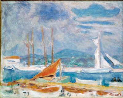 Port of Saint Tropez Målning av Pierre Bonnard (1867-1947) 1914 Saint-Tropez, Musee de l