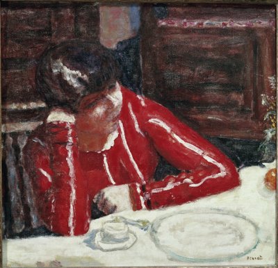 The Red Corsage (olja på duk av Pierre Bonnard
