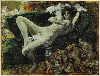 Den blå naket (olja på duk) av Pierre Bonnard