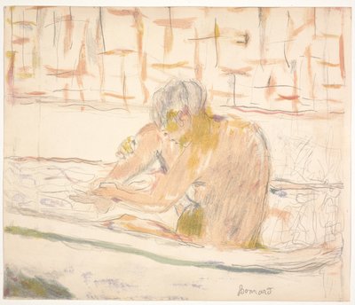 Kvinna som sitter i hennes bad av Pierre Bonnard