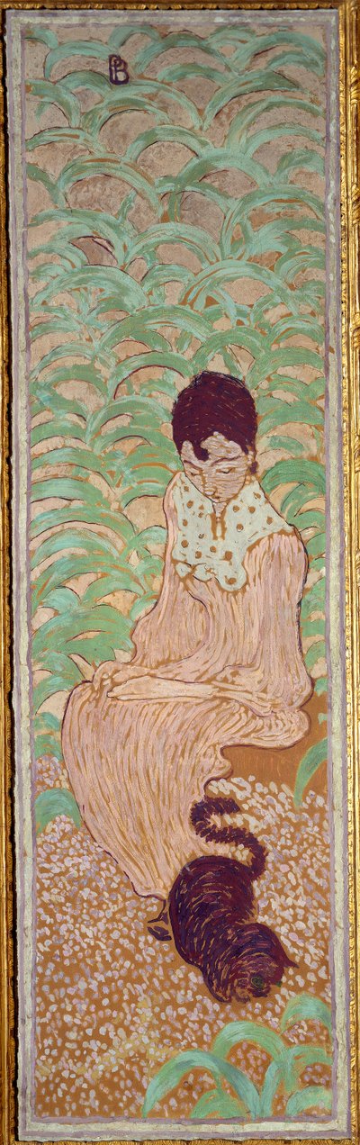 Kvinna som sitter vid katten av Pierre Bonnard