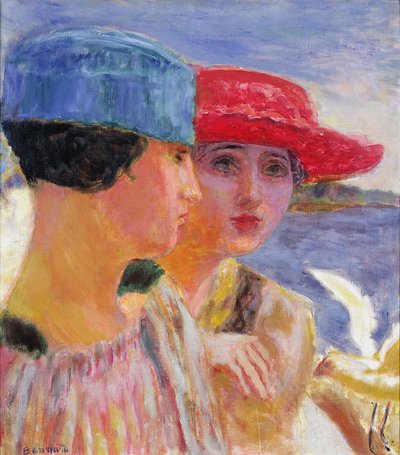 Unga kvinnor med en mås, 1917 av Pierre Bonnard