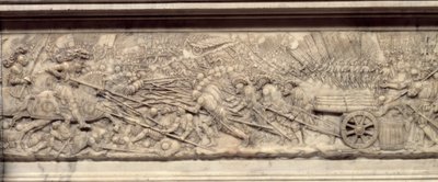 Slaget vid Marignan 1515. Hjärtgraven för kungen av Frankrike Francois I (1494-1547): Lågrelief av Pierre Bontemps (cirka 1507-1568) av Pierre Bontemps