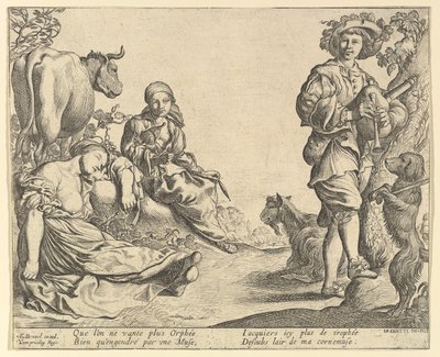 Säckpipsspelare, 1610-50. av Pierre Brebiette
