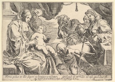 Helig familj med heliga, 1610-42. av Pierre Brebiette