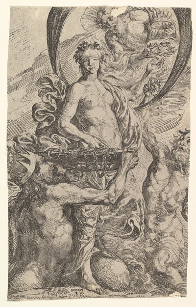 Jupiter, Pluto och Neptunus erbjuder sina rikedomar till förmögenhet, 1624. av Pierre Brebiette