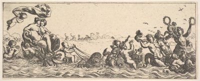 Två kvinnor som sitter i ett skal, 1615-42. av Pierre Brebiette