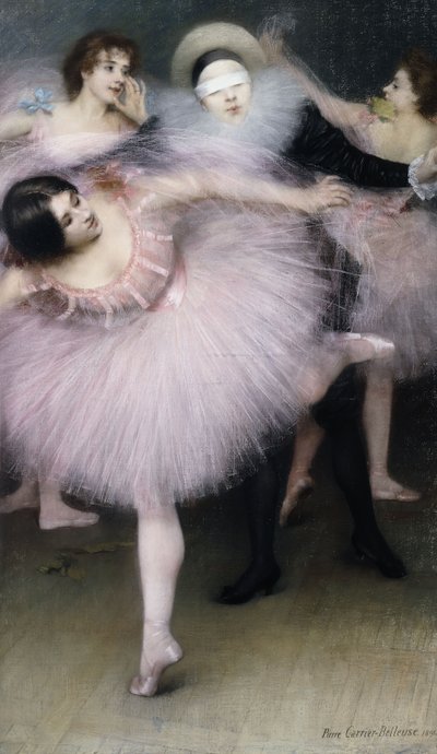 Harlequin Dancers; Harlekin med dansare av Pierre Carrier-Belleuse