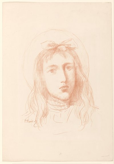 Huvudet av en flicka av Pierre Cécile Puvis de Chavannes