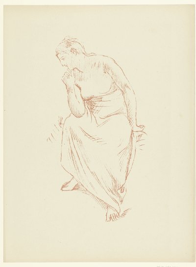 Zittende half naakte vrouw Studie av en sittande naken kvinna halvdraperad Studie The Trial (serietitel) av Pierre Cécile Puvis de Chavannes