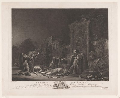 Pyramus och Thisbea Pyramus och Thisbe (titel på objekt) Huvudmålningar i England (serietitel) The Most Capital Paintings in England (serietitel) av Pierre Charles Canot