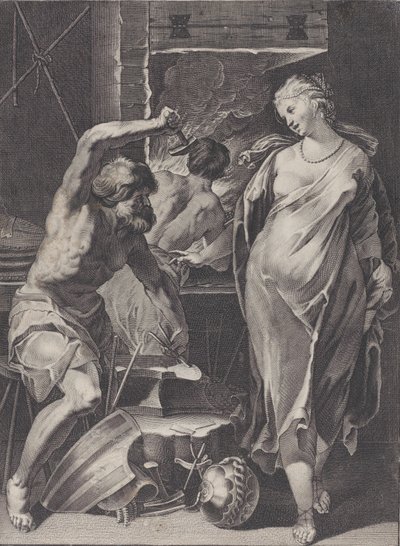 Vulcan smide Achilles rustning, 1624-75. av Pierre Daret