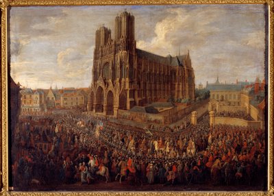 Kavalkad som leder Ludvig XV till Abbey Saint Remy of Reims 26 oktober 1722 Målning av Pierre Denis Martin av Pierre Denis Martin