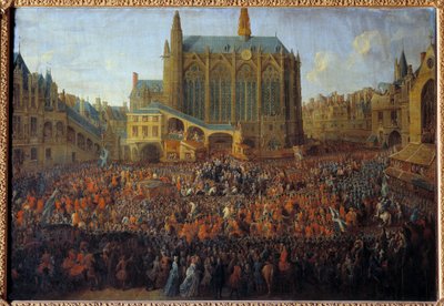 Ludvig XV:s avgång efter att rättsbädden brutit mot Ludvig XIV:s vilja, som hölls i Storkammaren i Paris parlament av Pierre Denis Martin