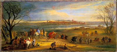 Devolutionskriget (1667-1668): "" Capture of Dole in Franche-Comte av kung Ludvig XIV, 16 februari av Pierre Denis Martin