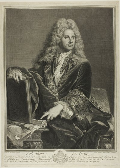 Porträtt av Robert de Cotte av Pierre Drevet