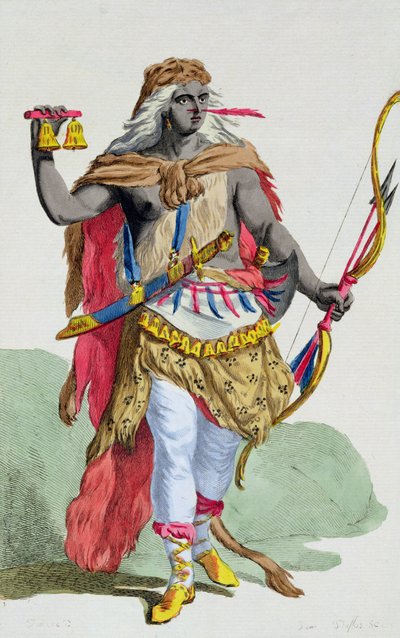 Drottning Anna Nzinga (1583-1663), från "Receuil des Estampes, representant les Rangs et les Dignites, suivant le Costume de toutes les Nations existantes", publicerad 1780 (handkolorerad gravyr) av Pierre Duflos