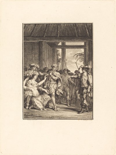 Upptäckten av den nya världen av Pierre Duflos after Jean Michel Moreau