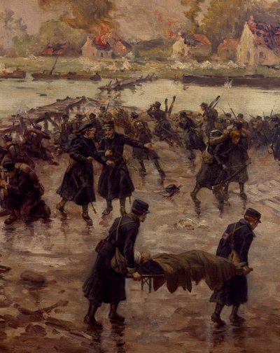 Fighting Along the Yser, oktober 1914, av Naymark e Ballue, detalj av Pierre-Ernest and Neymark Gustave Ballue