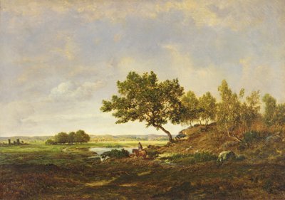 Dammen vid kullens fot, ca 1848-55 (olja på trä) av Pierre Etienne Theodore Rousseau