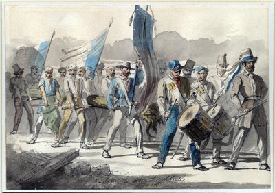 ""Plantering av ett frihetsträd i Frankrike 1848"" (Plantering av ett frihetsträd i Frankrike 1848) Akvarell av Pierre-Eugene Lacoste (1818-1908) 1848 Dim 24x34 cm Privat samling av Pierre Eugène Lacoste