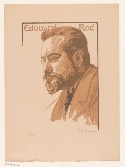Porträtt av Édouard Rod Edouard Rod (titel på objekt) av Pierre Eugène Vibert (signed by artist)