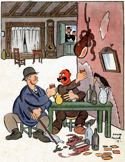 Alkoholister på landsbygden, ca 1922 (illustration) av Pierre Falke
