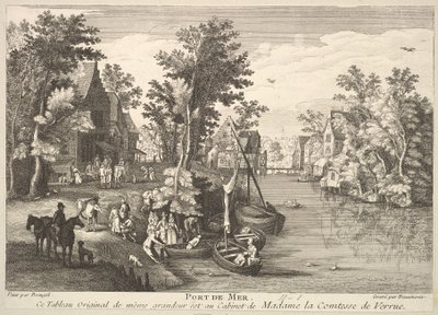 Sea Port Port de Mer efter målningen i samlingen av Madame la Comtesse de Verrue. av Pierre Francois Beaumont