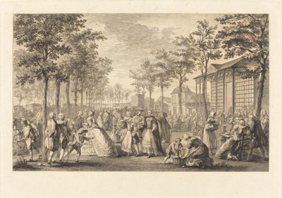 Vandringen längs Paris vallar av Pierre Francois Courtois after Augustin de Saint Aubin