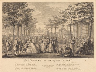 Vandringen längs Paris vallar av Pierre Francois Courtois after Augustin de Saint Aubin