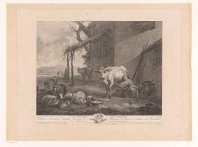 Melkende herderin The Occupation of the Shepheress (titel på objekt) av Pierre Francois Laurent