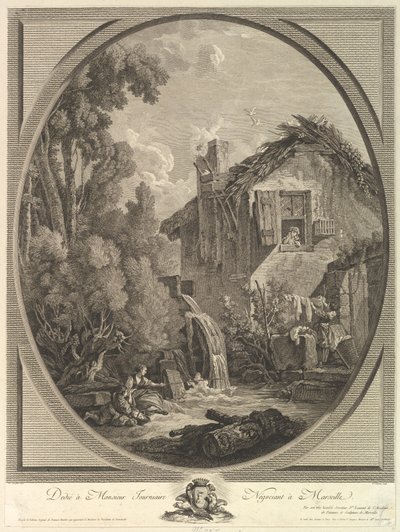 Paysage au Moulin väderkvarnslandskap, 1700-tal. av Pierre Francois Laurent