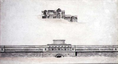 Design för ett nyklassiskt palats av Pierre Francois Leonard Fontaine