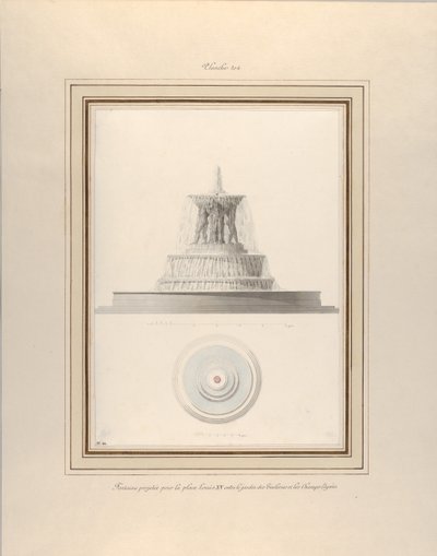 Projekt för en fontän för La Place Louis XV, ca. 1806. av Pierre Francois Leonard Fontaine