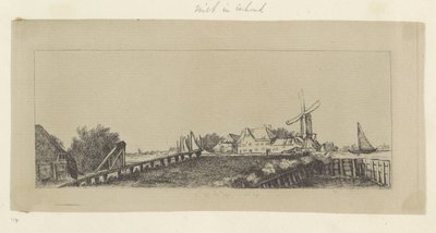 Landskap med en träbro och kvarn Recueil de quatre-vingt-cinq estampes originales (serietitel) av Pierre François Basan (workshop of)