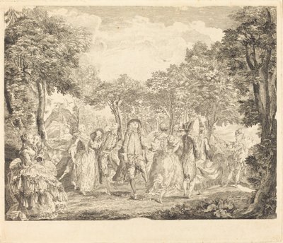 Balett på Operan av Pierre François Basan after Gabriel Jacques de Saint Aubin