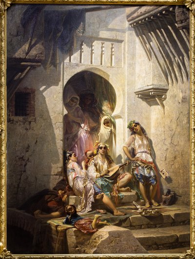 Kvinnor från Alger, innergård interiör av Pierre François Eugène (after) Giraud