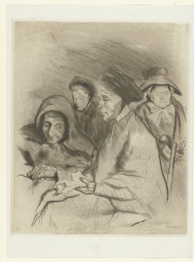 Vier oude vrouwen Porträtt av gamla kvinnor The Trial (serietitel) av Pierre Georges Jeanniot