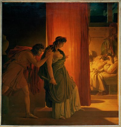 Klytaimnestra, som tvekar innan hon dödar sin sovande make... av Pierre Guérin