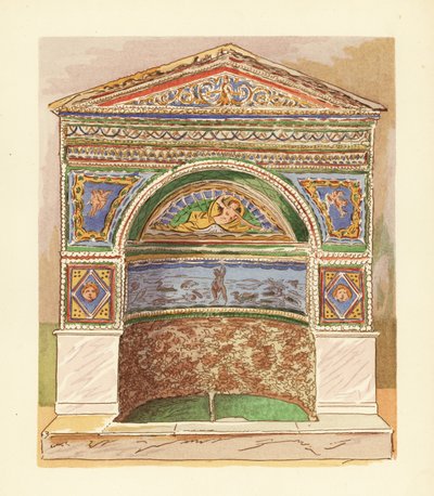 Emaljmosaikfontän i björnens hus, eller Casa dell’ Orso Ferito, Pompeji av Pierre Gusman