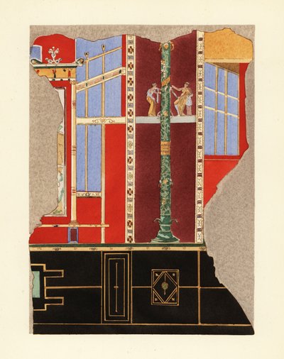 Panel i ett rum i Casa di Laocoonte eller House of Laocoon, Pompeji, tredje pompeiansk stil av Pierre Gusman