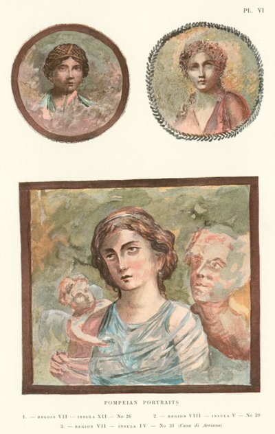 Pompeianska porträtt (lito i färg) av Pierre Gusman