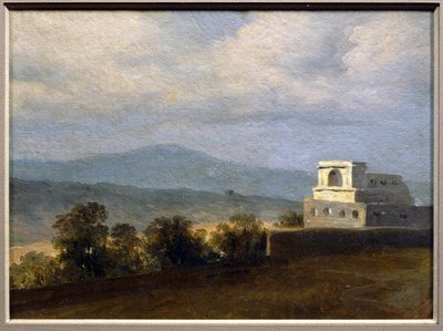 i€ la villa Borghèse: paviljongen - Paviljong på tomten till Villa Borghèse ... av Pierre Henri de Valenciennes
