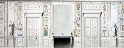 Design för en salong (krita, bläck, akvarell & kroppsfärg på papper) av Pierre II Rousseau