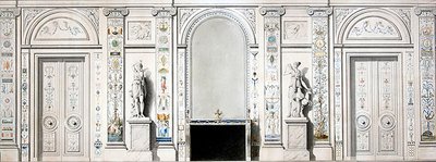 Design för en salong (krita, bläck, akvarell & kroppsfärg på papper) av Pierre II Rousseau