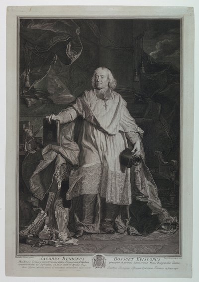 Porträtt av kardinal Jacques Benigne Bossuet (1627-1704) av Pierre Imbert Drevet