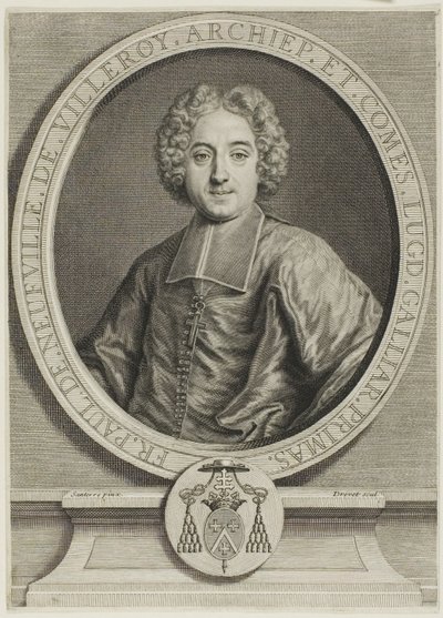 Porträtt av Francois-Paul de Neufville de Villeroy av Pierre Imbert Drevet