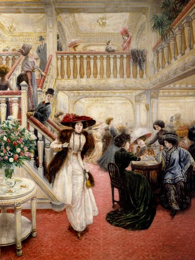 Bra tid: "Det stora caféet". Målning signerad P. Poitevin (troligen Pierre-Jean Poitevin av Pierre Jean Poitevin