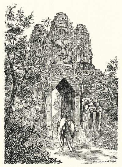 Angkor-Thoms norra port (gravyr) av Pierre Jeannerat de Beerski