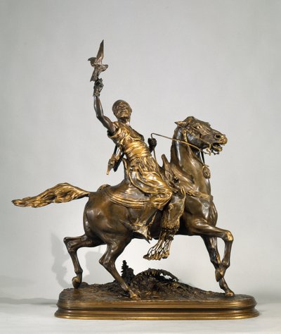 Arabisk falkonerare till häst, ca 1880 (brons) av Pierre Jules Mene